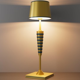 Timjorman LED Cordless Table/Desk Lamp, 8000mAh Rechargeable Battery Operated,Double Luminescence Dimming for Restaurant/Bedroom/Bars/Outdoor Party/Camping/Coffee Shop Night Light(Golden&Blue 1PACK)