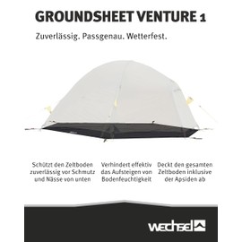 Wechsel Groundsheet Venture 1 I Black I Robust Tent Underlay I Tent Tarpaulin Waterproof with 7000 mm Hydrostatic Head I Ground Sheet Made of 75D Polyester I Camping Tarpaulin to Protect Against Moisture and Dirt