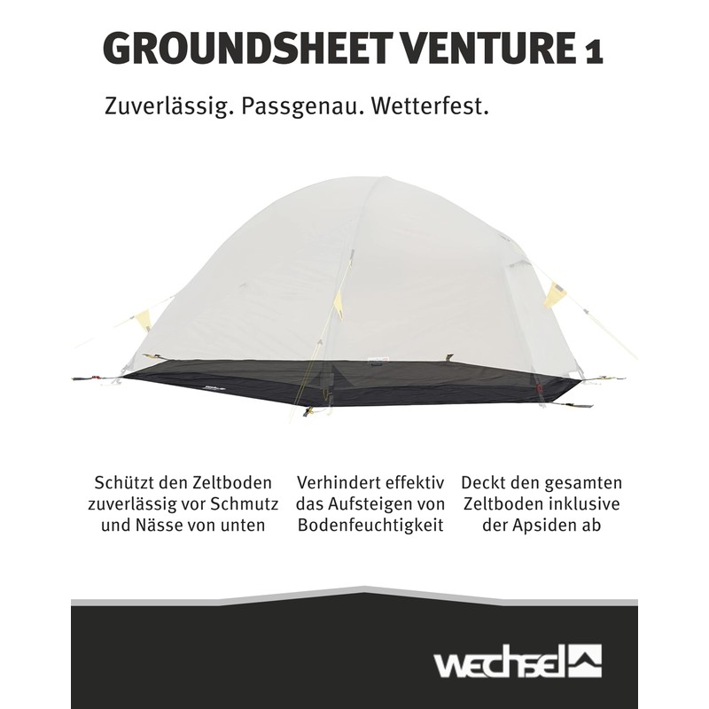 Wechsel Groundsheet Venture 1 I Black I Robust Tent Underlay
