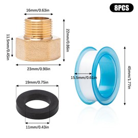 Neikafan 1/2 Inch Female to 3/8 Male bsp Reducer 8 Pcs 1/2 Female to 3/8 Male Adapter Plumbing, Connector 1/2 Female to 3/8 Male for Pipe Connecting Conversion with Assembly Accessories