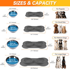 VIVAGLORY Dog Bowls, Dog Food Bowls, Stainless Steel Cat Puppy Water Bowls with Non Spill Skid Resistant Silicone Mat, X-Large, Mint Green