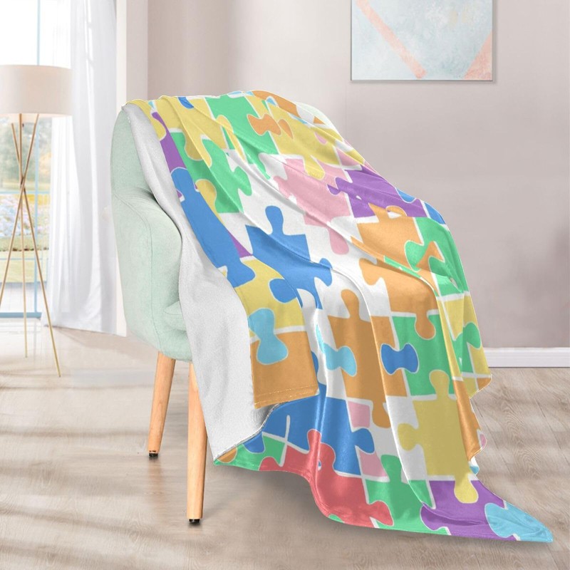 Blueangle Jigsaw Puzzle Throw Blanket Super Soft & Warm, 50x60