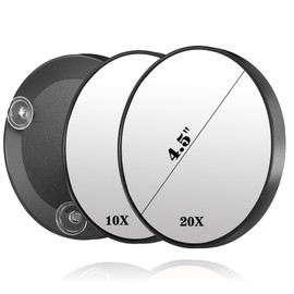 JJhxr 20X Magnifying Mirror, 4.5inch Makeup Magnifier Wall Mounted 20X Magnification with 3 Suction Cups, Round 20X Travel Magnifying Mirror - Perfect for Detailed Makeup/Shaving, Black, 1PCS