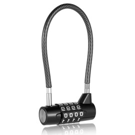 Combination Lock Cable Lock 7 Inch Steel Locker Locks, Resettable Letter Padlock with 4 Digit Outdoor Padlock Combination Storage for Cabinet Locker Gym Gate Fence Shed Dumpster Outdoor Security