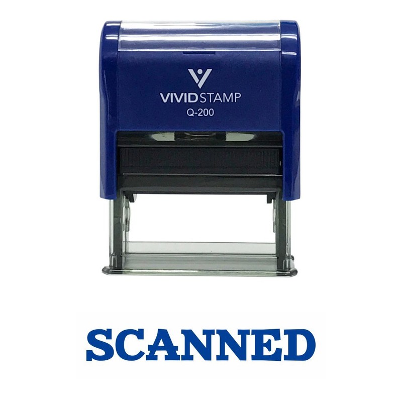 SCANNED Oficina SELF-INKING Oficina Sello de hule, Azul