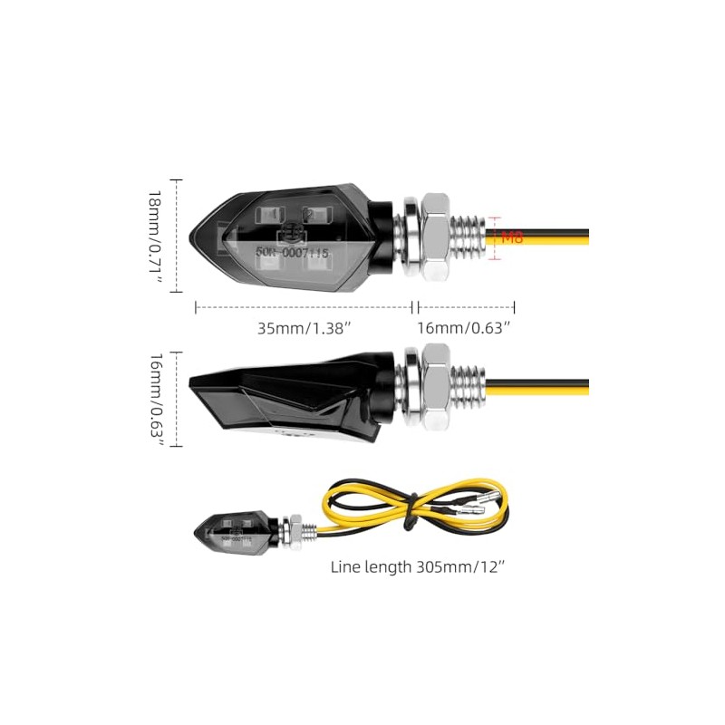 LOPHE Pack of 2 LED Motorcycle Indicators, 12 V Motorcycle