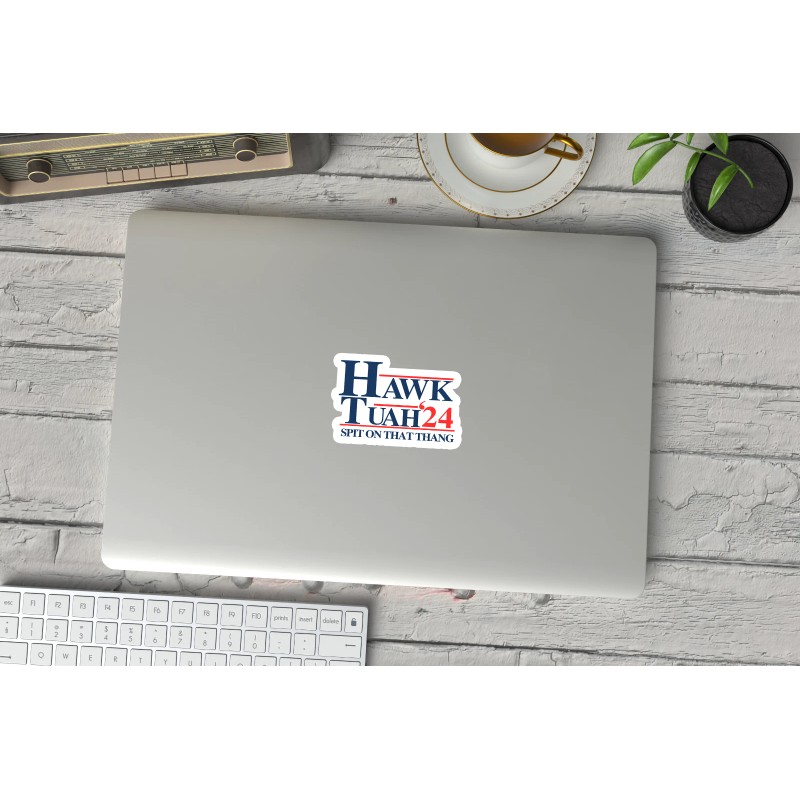 Sticker Maniac 2x Hawk Tuah Funny Meme Sticker Waterproof, Scratch