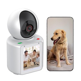 2 Way Video Calling Camera, Dog Camera with Phone App, 2.4G WiFi Only, 360° PTZ Pet Monitor Cam with Speaker, 2.8" Display Doggy Cam, Motion Detector, 1 Click Call, in-House Monitoring Pet/Baby/Nanny