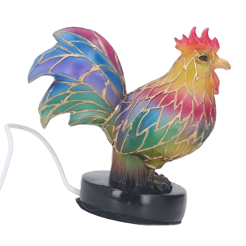 Stained Resin Rooster Table Lamp Night Light LED Animal Night
