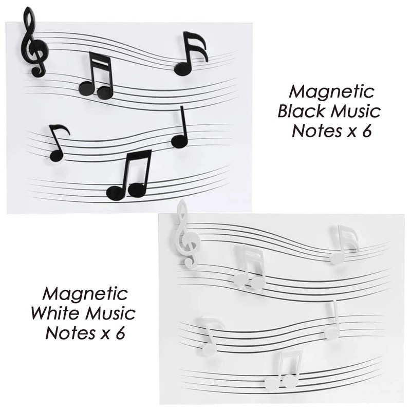 12 Pieces Music Note Magnets, Black & White Magnetic Musical