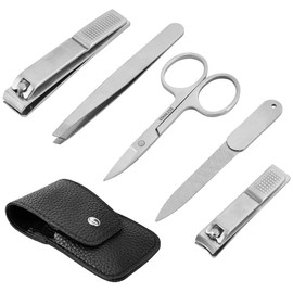 Small Travel Manicure Set for Men and Women, Professional Nail Care Set for Foot and Fingernails, Nail Set in Modern Case for Men and Women, Nail Clippers Set 2024 (Silver)