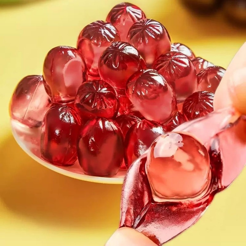Peelable Crystal Fruit Gummies,4D Chewy Candies with 50% Real Juice,