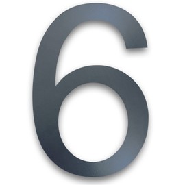 MOLVCE House Number, Anthracite, Stainless Steel, Height 20 cm, RAL 7016 Anthracite House Number, Solid Stainless Steel, Fine Structure, Powder Coated, Arial Font - Number 6/9