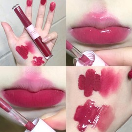 Set de Brillo de Labios Doble 2 en 1, Barra de Labios Líquida Aterciopelada y con Acabado de Espejo, Esmalte de Labios Brillante y Resistente al Agua de Larga Duración (6#, all skin)