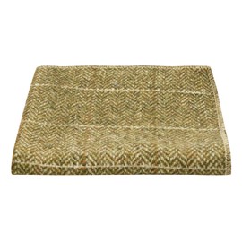 King & Priory Green Herringbone Windowpane Check Tweed Pocket Square, Handkerchief