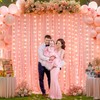 10x10ft Dusty Pink Backdrop Curtains with Lights String for Parties,
