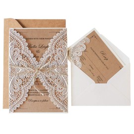 Laser Cut Wedding Invitations Sample by Picky Bride 2 Invitation Cards Templates for Choosing Your Favorite Design 126 x 185mm Customized Invite Cards with RSVP Cards