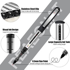 Rollerball Pens Black Ink, 16 Pack 0.5mm Black Gel Pens, Quick-Drying Ink Pens for Writing, Note Taking, Sketch, Bullet Journal School & Office Supplies