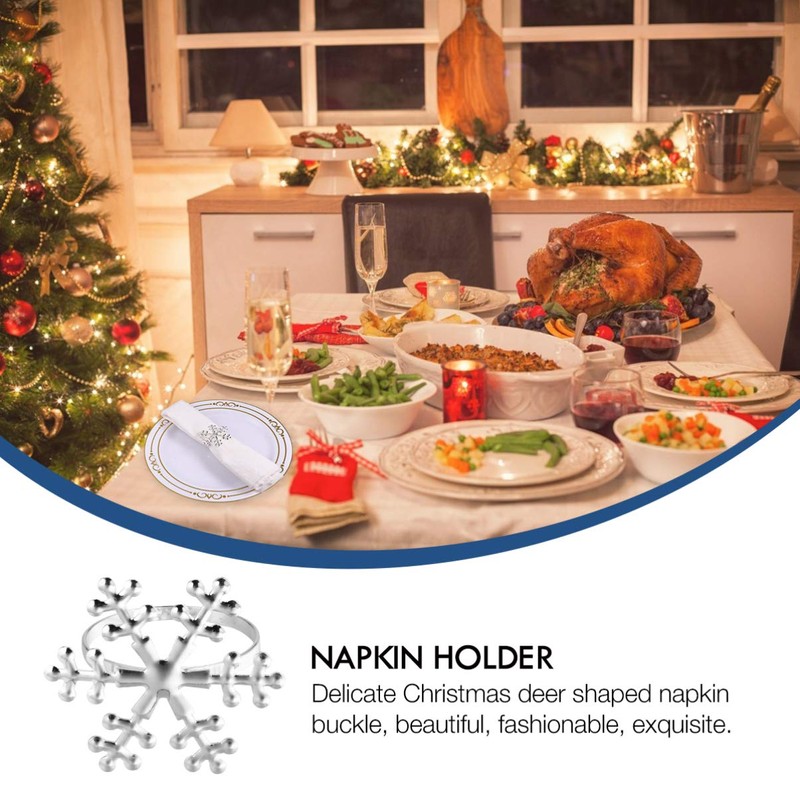 VALICLUD 6Pcs Christmas Snowflake Napkin Rings Serviette Holder Napkin Buckle