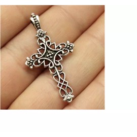 Fashion Jewelry CELTIC FAITH CROSS  IRISH CHRISTIAN Pendant On 22" 925 Sterling Silver Necklace