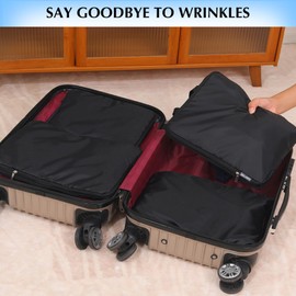 HDKJDPG Carry on Compression Packing Cubes Travel for Suitcases ，Compressible Packing Cubes for Travel Women Packing Organizers 4 Set Ultralight (Black)