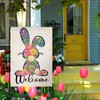 JIMOWANG Welcome Spring Easter Bunny Garden Flag Double Sided Outdoor