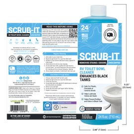 Unique Scrub-It RV Toilet Bowl Cleaner Liquid - Helps Remove Stink, Stains and Debris - Safe on All Toilet Types (24 oz)