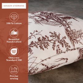 Maison d' Hermine Decorative Pillow Covers 18 x 18 Inch Square 100% Cotton Throw pillow Covers with invisible Zipper Cushion Case for Living Room Couch, Chair, Sofas, Bedroom, Home (Calais - Charcoal)