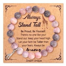 Giraffe Bracelet for Women Pink Natural Stone Bracelet Inspirational