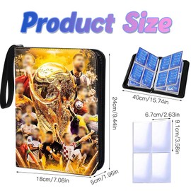 IXYHKB Football Card Holder, 400 Pockets Football Card Binder, Portable Football Card Folder, Football Trading Card Binder Album with Removable Sleeves and Zipper (Style 4)