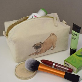 'Playful Pug' Canvas Wash Bag/Makeup Case (CS00016382)