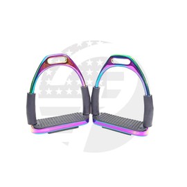 4"/4.75"/5” Rainbow Multi Color Horse Flexible Safety Stirrups Riding Bendy Stirrups (4 Inches)
