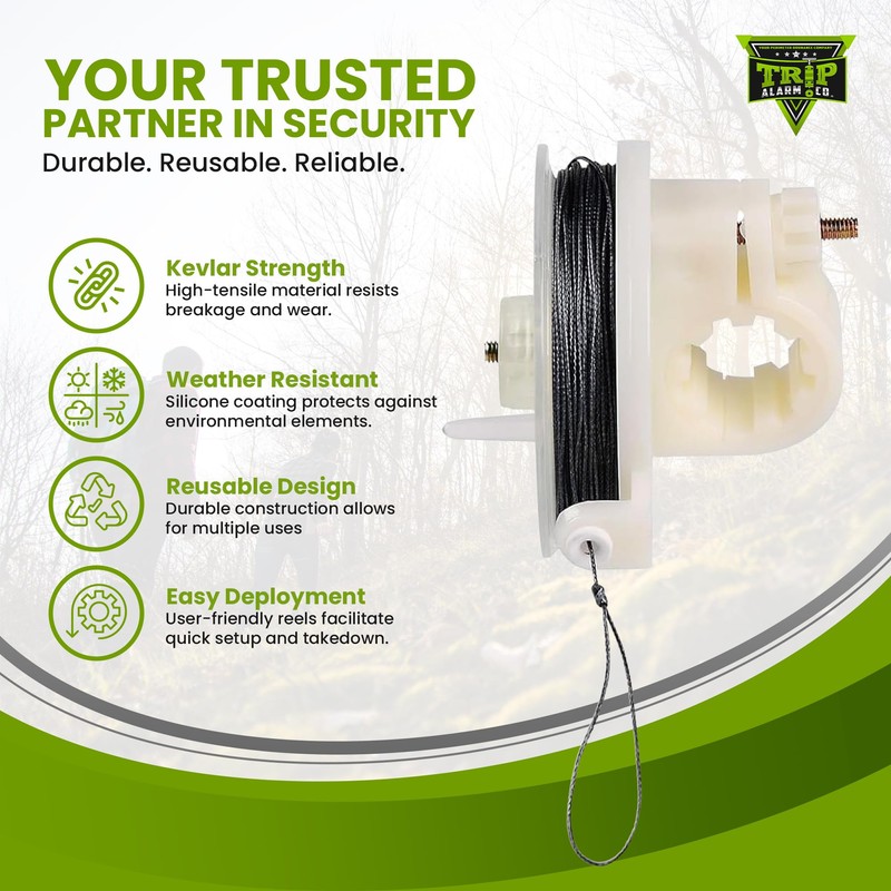 Kevlar Trip Wire on Reusable Reel By Trip Alarm Co