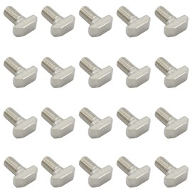 20 PCS M8 Thread T-Slot Drop-in Stud Sliding Screw Bolt, TTZEZE Heavy Duty Silver Tone Carbon Steel Nickel Plated Hammer Head Bolt T Shape Screws for European Standard 40 Series Aluminum Profile