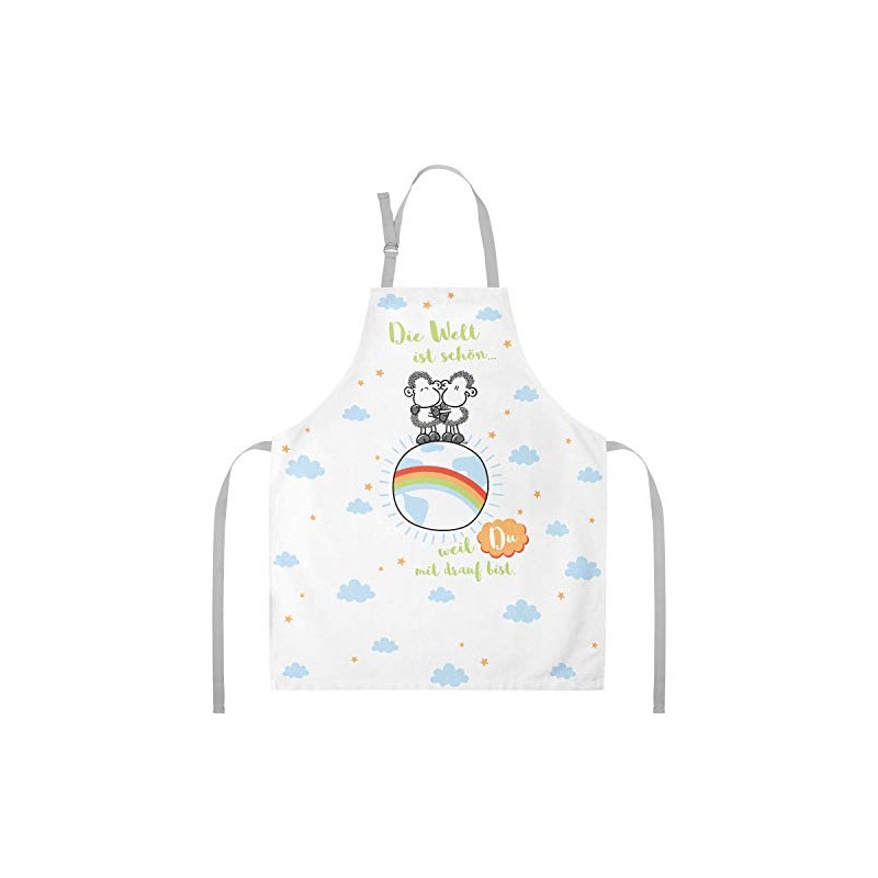 Sheepworld Apron with Saying "Die Welt ist schön" | Cooking
