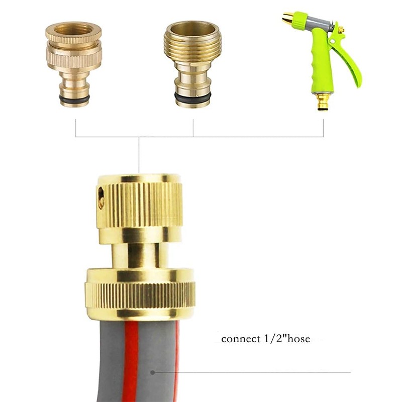 Joywayus 1/2" ID Hose Solid Brass Fitting Closed Flow Garden