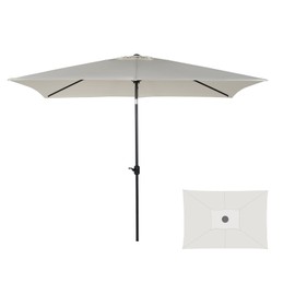 Grand patio 6.5 x 10 FT Rectangular Patio Umbrella, Outdoor Table Market Umbrella with Push Button Tilt/Crank for Pool Yard Deck, Cream-White