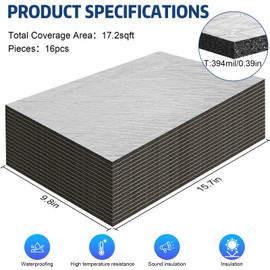 Storystore 16 Pcs 394 mil Thick Car Sound Deadening Mat, 17.2 sqft Sound Deadener Mat Material with Self-Adhesive, Automotive Audio Sound Dampening and Heat Insulation for Truck, Vehicle