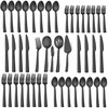 LIANYU 45-Piece Matte Black Silverware Set with Serving Utensils, Stainless
