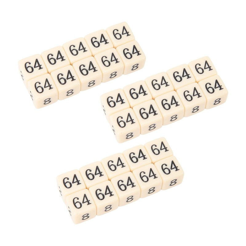 30PCS 6 Sided Number Dice 15.5mm Multiple Of 2 Number