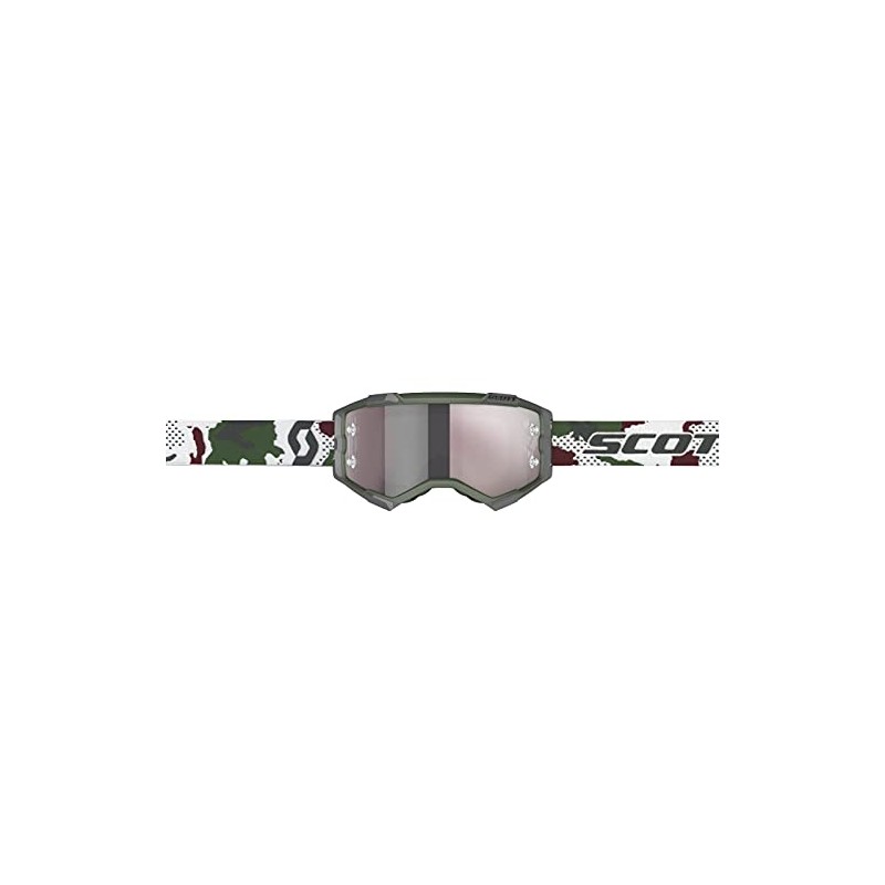 Scott Motocross Fury Dark Green/White Silver Chrome Lens
