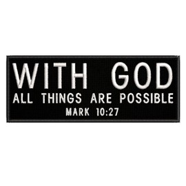 MARK 10:27 Bible Verse Patch Iron-on Embroidered Applique for Clothing Vest, Sew-on Decorative Embroidery, Badge Emblem, Christian Bikers Souvenir, Religious, Jesus, Brotherly Love, Scripture, Inspire