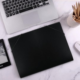 SKYDUE Document Folder A4, Expanding Folder A4 with 5 Pockets and 2 Compartments for Presentation, DIN A4 Folder, Folder System and 2 Elastic Bands, A4 Organiser Folder, Back to School (Black)