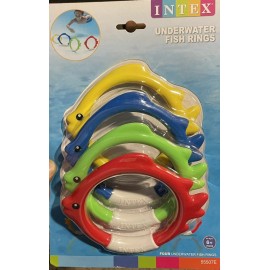 Intex Diving Swimming Pool Kids Toy Play Underwater Fish Rings Sticks, 4 Pack