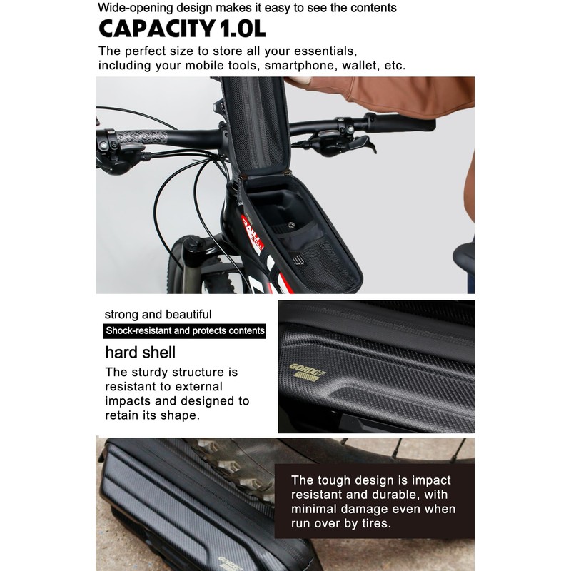 GORIX Top Tube Bag Waterproof Smartphone Mount Large Capacity Durable