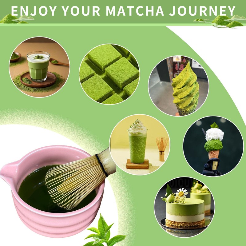 Pink Matcha Tea Set, 6pcs Matcha Whisk Set Pink, Matcha