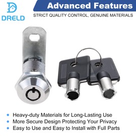 DRELD Set of 2 Tubular Cam Lock 27 mm Tubular Cam Lock Pipe Cam Lock Threaded Cam Lock with 4 Keys for Door Drawer Cupboard Mailbox (Open Each Other)