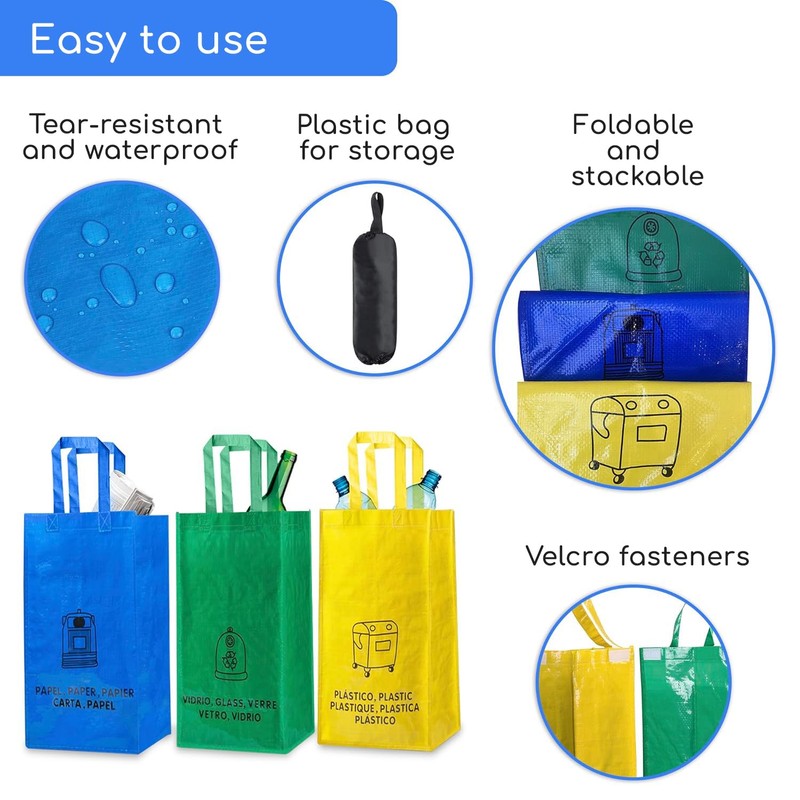 Compact and Economical Recycling Bins – Includes Storage Bag for