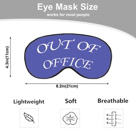 NOHSHE Out of Office Sleep Eye Mask Eye Cover Warning Reminder Slogan Blue White Silk Eye Mask for Sleeping with Adjustable Strap for Travel Nap Shift Work Office