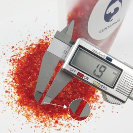 LUSTERING High Luster Crushed Glass Glitter, Broken Glass, Glass Chips for Crafts DIY Epoxy Resin Art, Nail Art, Jewelry Making,Geode Painting, 1-3mm,100g/3.53oz (Red)
